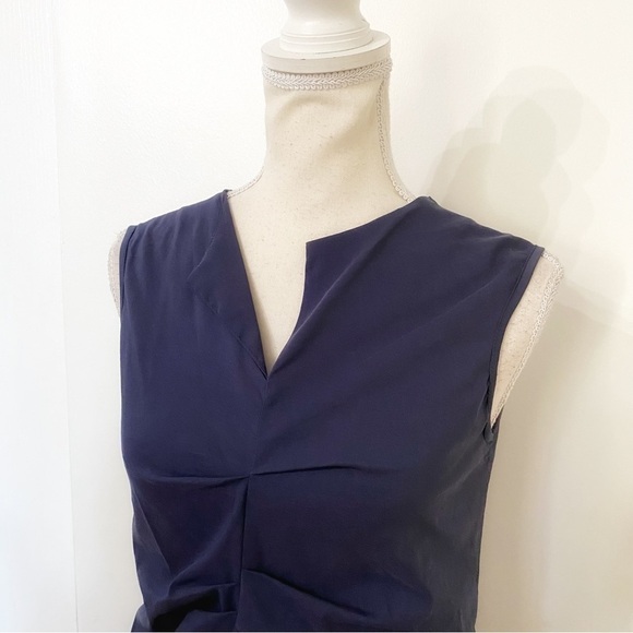 VERONIQUE MILJKOVITCH DESIGNER NAVY CINCHED SLEEVELESS BODYCON MINI DRESS - XS - Picture 4 of 9